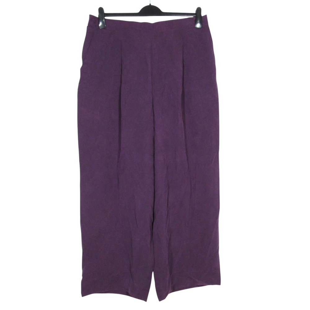 VTG JENNIFER MOORE Purple 100% SILK High-Rise STRAIGHT LEG Pull-On PANTS Sz 20W